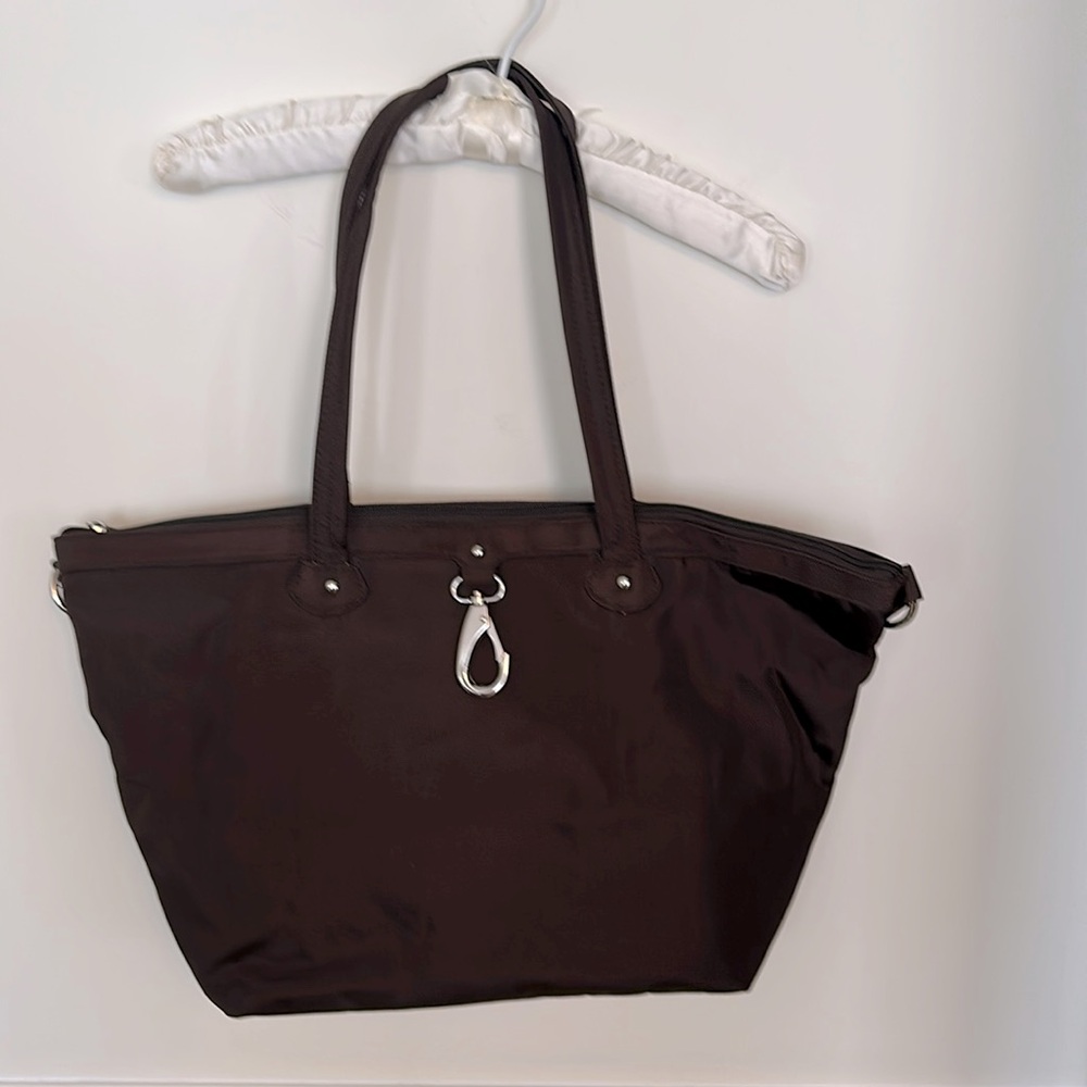 NWOT Magellan Dark Brown Vault Pro RFID Tote Shoulder Bag with Silver Hardware